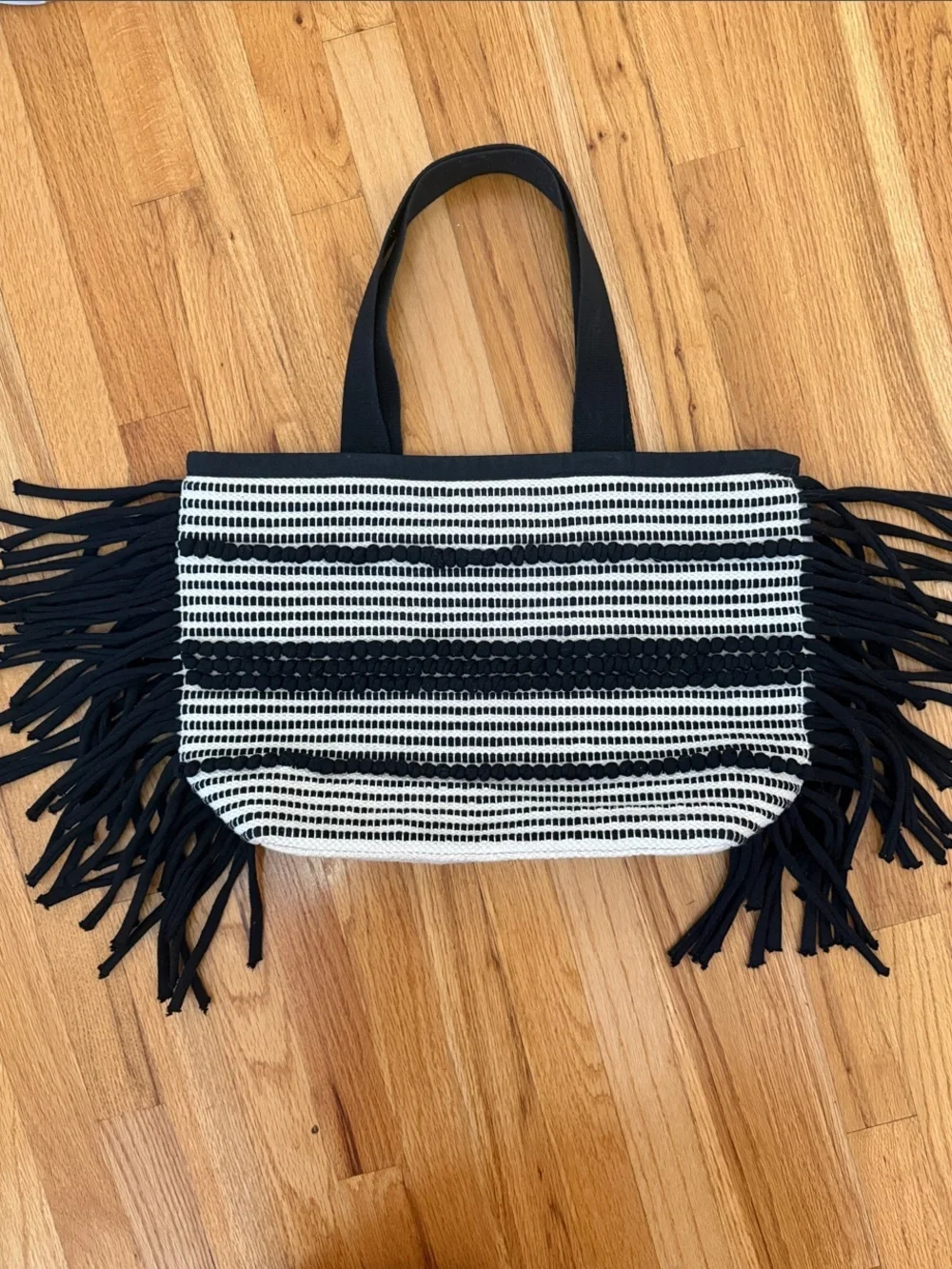 Black & White Fringe Beach / Tote Bag